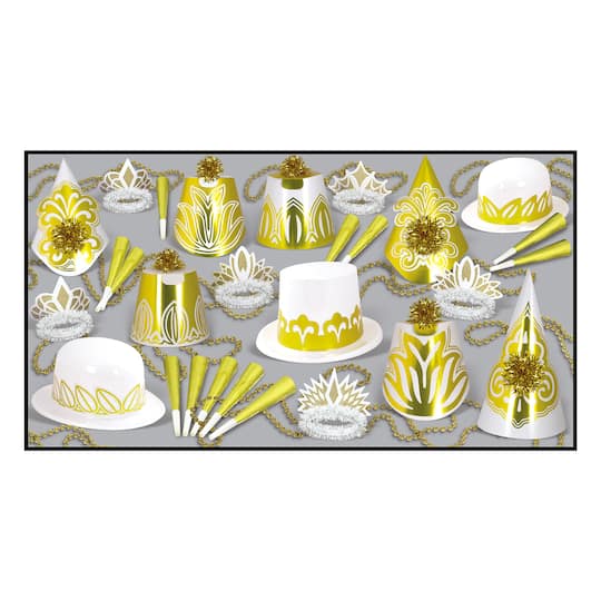 Beistle Gold & White New Year Nugget Party Favor Kit for 50